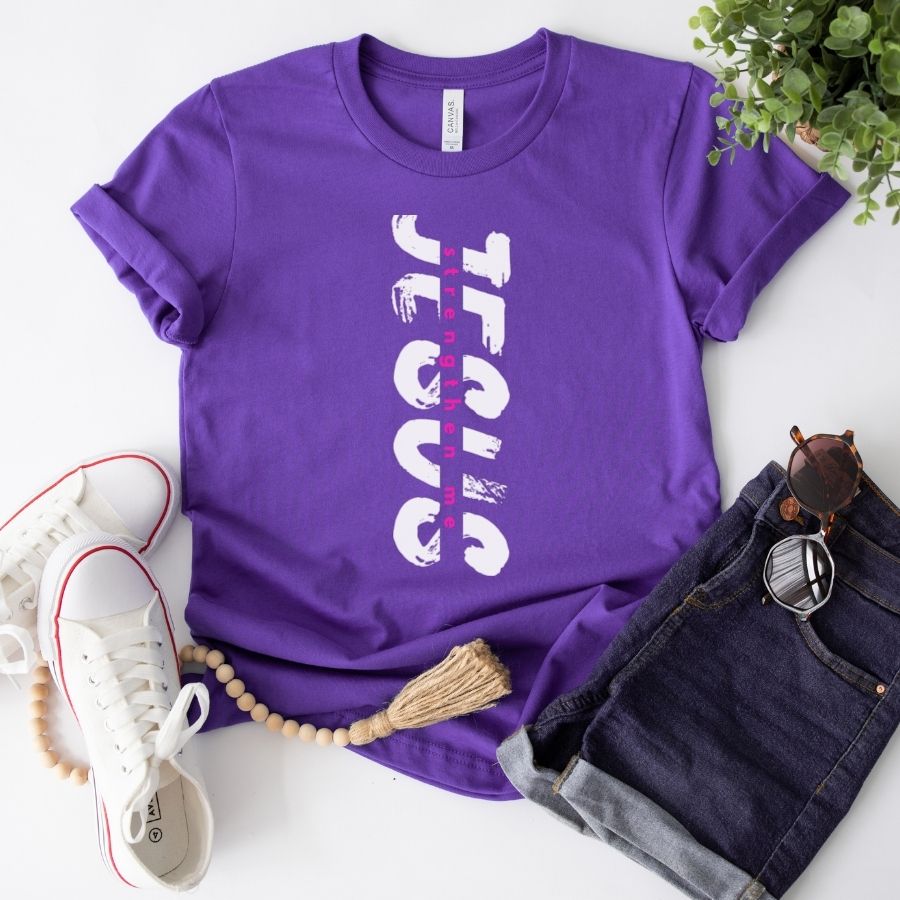 Jesus Strengthen Me (White/Pink)