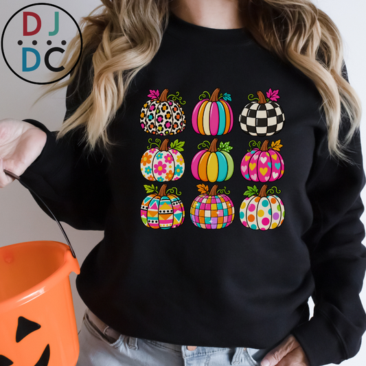 Bright Patterned Pumpkins Crewneck Sweatshirt
