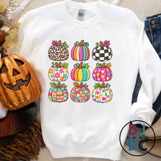 Bright Patterned Pumpkins Crewneck Sweatshirt