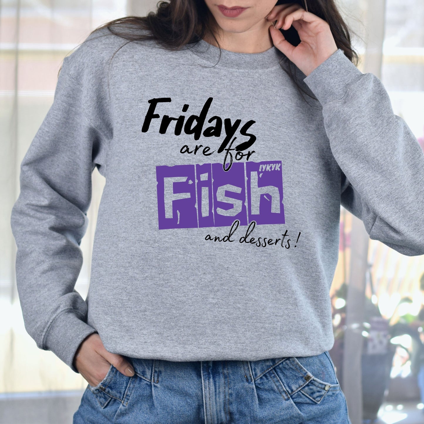 Fridays are for Fish and Dessert (IYKYK) Purple Graphic (Long Sleeve Options)