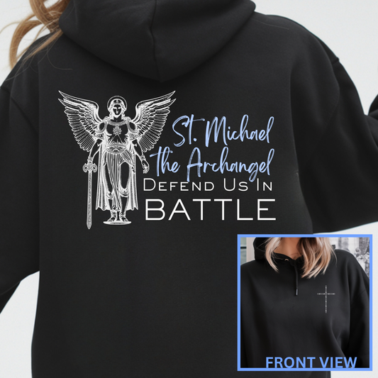 Saint Michael the Archangel Defend Us in Battle (Lined Graphic)